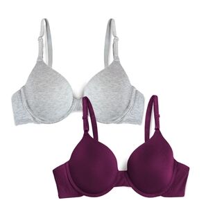 Fruit of the Loom Gray and Purple Bra Set NWT